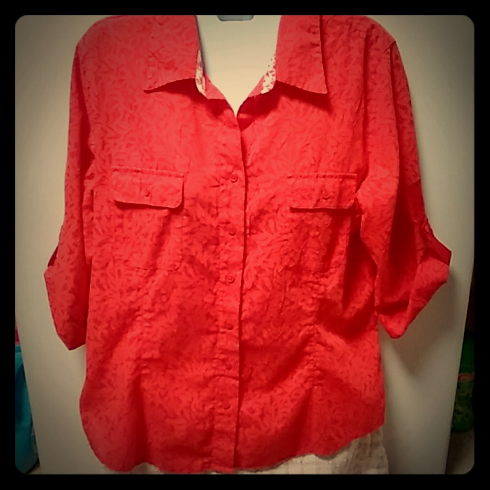 Coldwater creek top shirt orange  red m